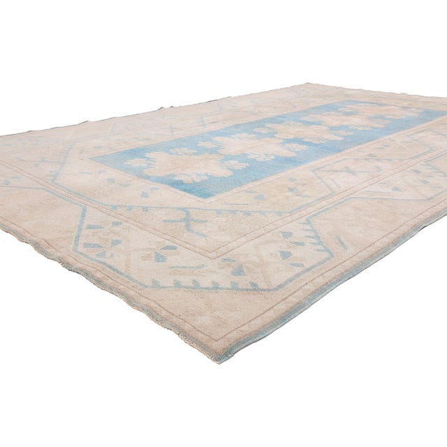 79735 Vintage Turkish Oushak Rug, 06'06 x 10'04. The Celestial Horizon: A Vintage Turkish Oushak Masterpiece of Timeless...