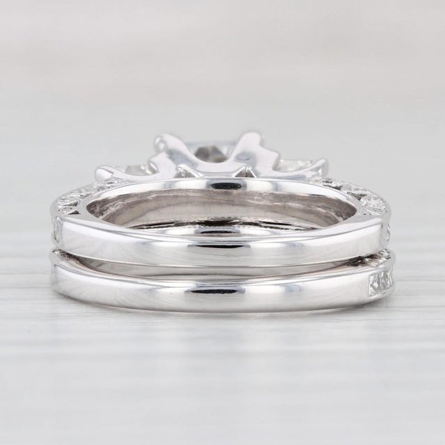 3.05ctw Semi Mount Diamond Engagement Ring Wedding Band Set 18k Gold Size 5.75 For Sale - Image 4 of 9