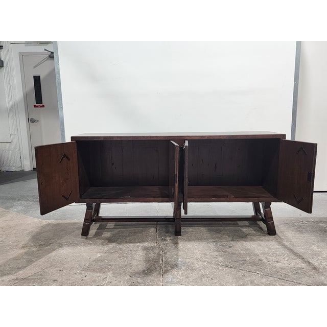 Antique Early 20th Century Spanish Baroque Catalan Carved Wood Credenza For Sale - Image 10 of 16