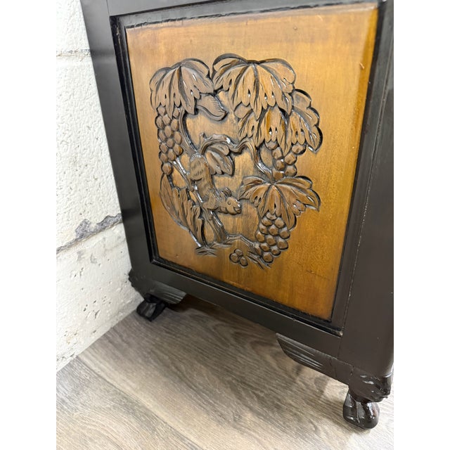 Vintage Asian Carved Cabinet With Hand Carved Motifs For Sale In Kansas City - Image 6 of 12