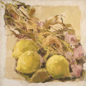 Franco Marzilli, Still Life with Lemons, Oil Painting, 1970s