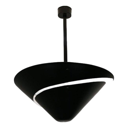 Mid-Century Modern Black Small Snail Ceiling Lamp by Serge Mouille For Sale