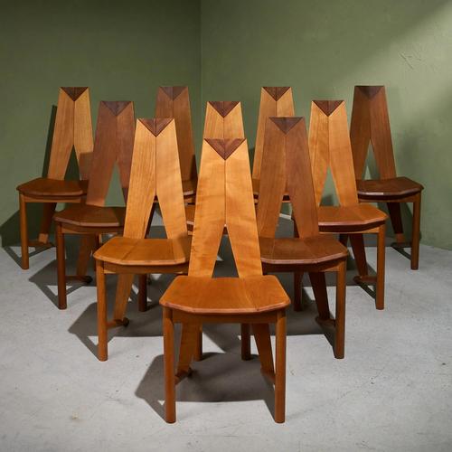 Dining Chairs by Søren Nissen and Ebbe Gehl for Seltz, France, 1980s, Set of 10 For Sale - Image 12 of 12