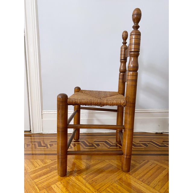 Vintage 1940s MidCentury Whitney Dowel Wood and Rush Seat Pair of