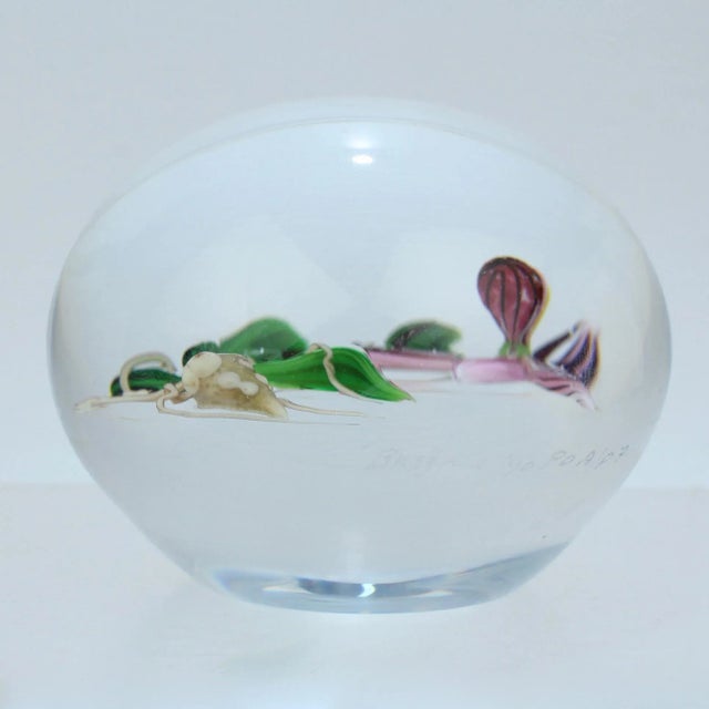 Modern Chris Buzzini Artist-Proof Orchid Flower and Roots Art Glass Paperweight For Sale - Image 3 of 13