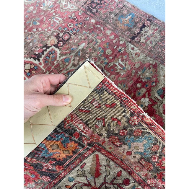 Persian Antique Ferahan with Lamb Wool Rug 3.6 x 4.11 For Sale - Image 3 of 7