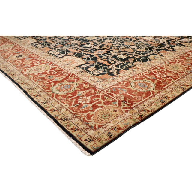 Pasargad Home Denver Navy Wool Area Rug- 9' 1" X 12' 2" For Sale - Image 4 of 6