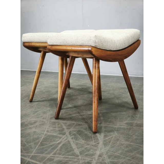 Mid-Century Modern Beech Stools, Czechoslovakia, 1960s, Set of 2 For Sale - Image 6 of 13
