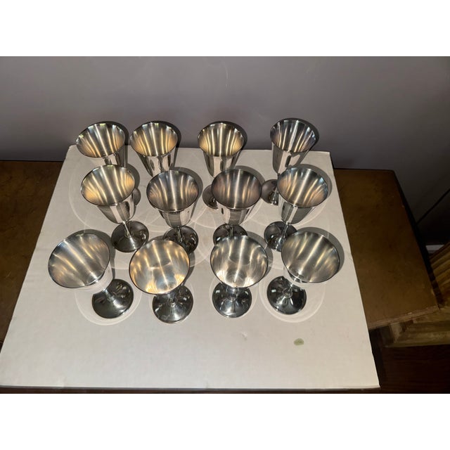 Vintage stunning pair of mid-century silver-plated wine goblets by De Uberti. made in italy Bring Italian elegance to your...