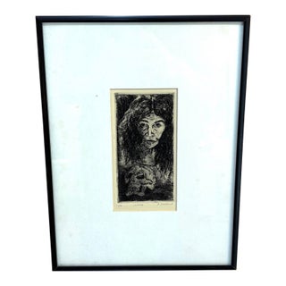 D. Stratton Black/White Woman With Skull Original Print For Sale