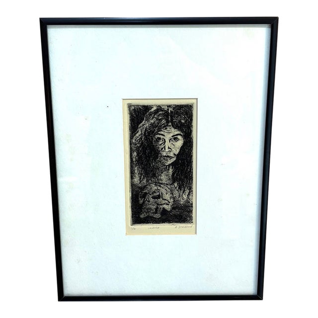 D. Stratton Black/White Woman With Skull Original Print For Sale