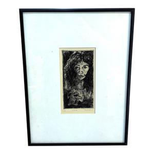 D. Stratton Black/White Woman With Skull Original Print