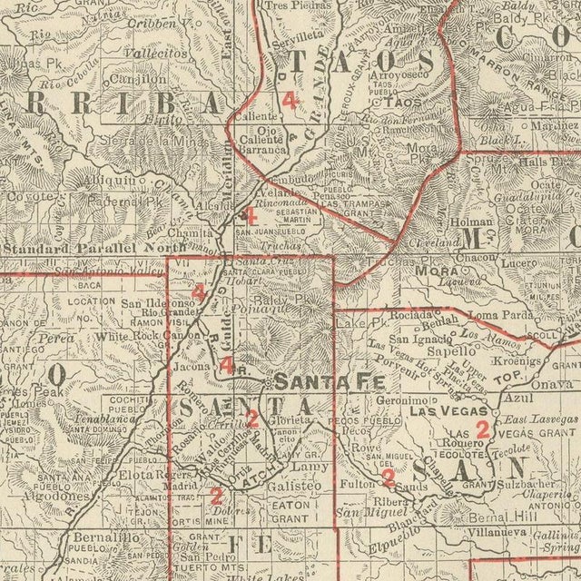 Antique Map of New Mexico Territory, Before Statehood from Rand McNally, 1899 For Sale - Image 4 of 12