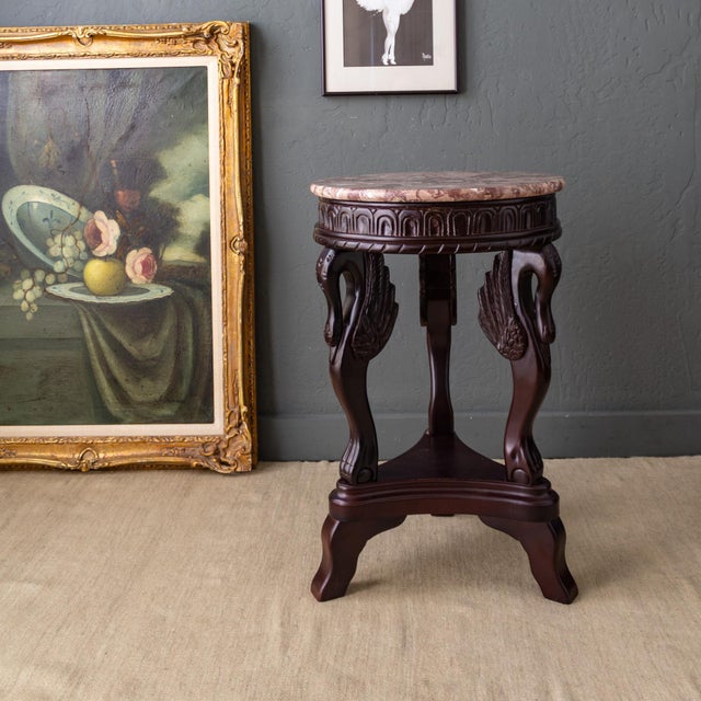 Empire Style Pink Marble Swan Leg Side Table or Drinks Table For Sale - Image 9 of 11