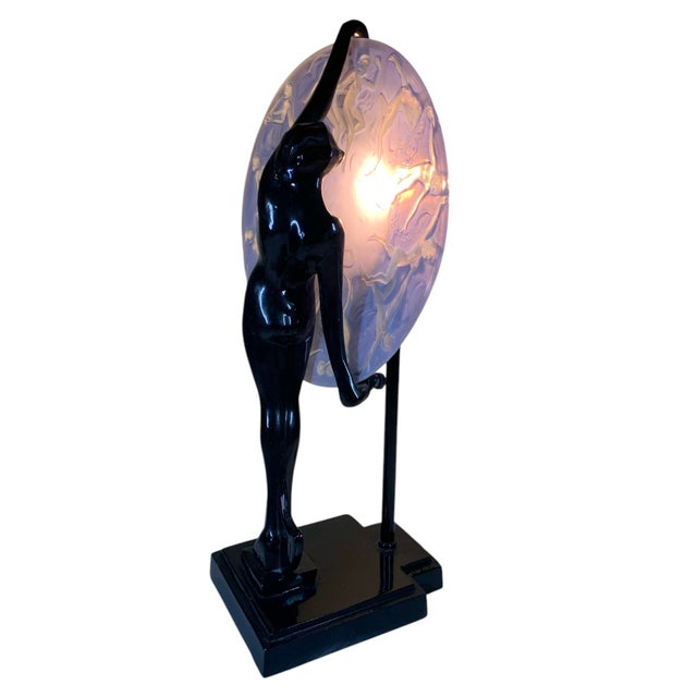 1980s 1980s Art Deco Frankart Nude Woman With Consolidated Glass Nymph Glass Lamp Sarsaparilla For Sale - Image 5 of 7