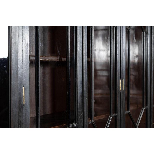 Large 19th Century English Glazed Ebonised Mahogany Bookcase, 1880 For Sale - Image 9 of 13