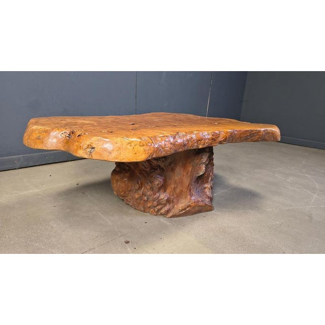 Freeform Coffee Table in Elm, 1970s For Sale - Image 3 of 15