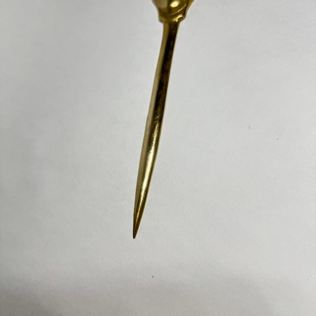 Mid-Century Modern 1960s Brass Shell Motif Letter Opener For Sale - Image 3 of 7