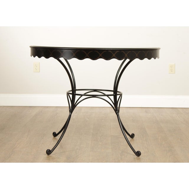 Vintage Round Wrought Iron Glass Top Outdoor Dining Table Chairish