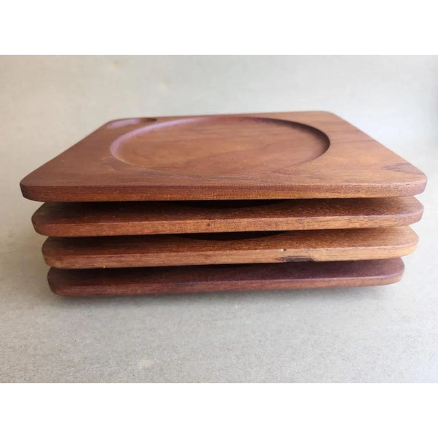 Vintage Teak Wood Charger Trays/Snack Plates, Set of 4 For Sale In Miami - Image 6 of 10