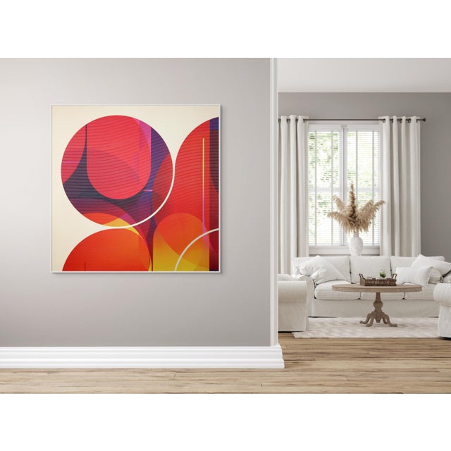 Abstract Contemporary Abstract Matte Gel Applied on Fine Art Digital Printed Canvas "Capucine Cramoisi Mimosa # Et Toi ?" by Jerome Tham Vo My For Sale - Image 3 of 4