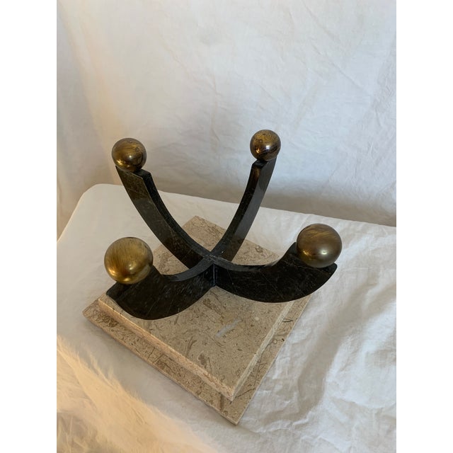 80s Maitland Smith Tessellated Stone Centerpiece Bowl on Pedestal For Sale In Los Angeles - Image 6 of 11