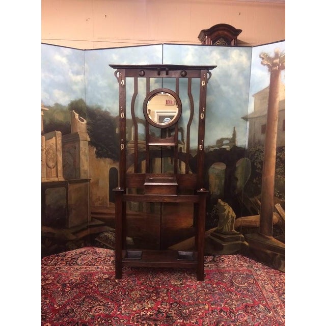 Wood Antique Hall Tree, Mission Style Hat Rack, Arts and Crafts Style For Sale - Image 7 of 12