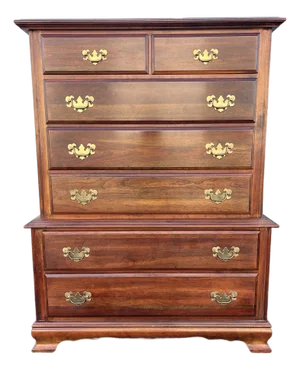 1970s Cresent Furniture 7-Drawer Cherry Chippendale Tall Chest of Drawers