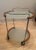 1990s Italian Wood, Sterling, and Frosted Glass 2 Level Bar Cart With Wheels For Sale In New York - Image 6 of 6