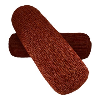 2000s Williams-Sonoma Raffia Moroccan Pillows- a Pair For Sale