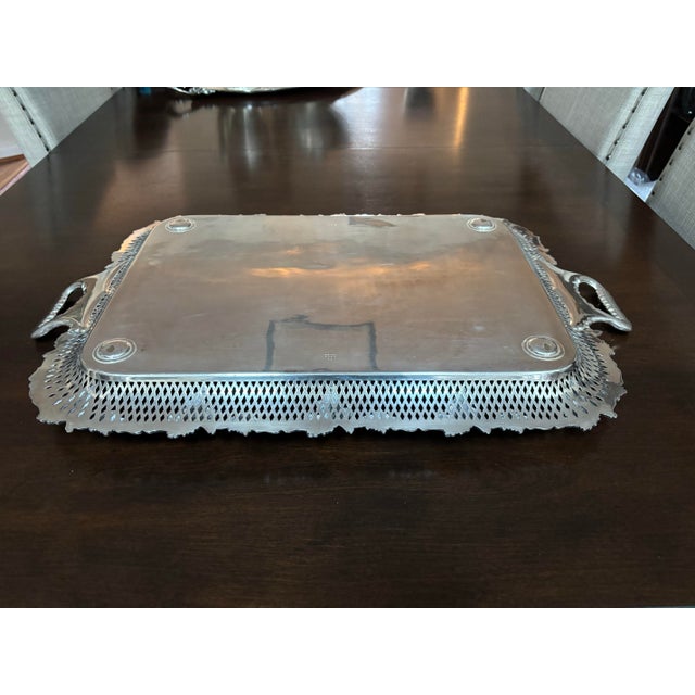 Antique William Adams English Sheffield Silverplate Art Nouveau Grape Motif 26.5"x17" Tray. For Sale - Image 10 of 10