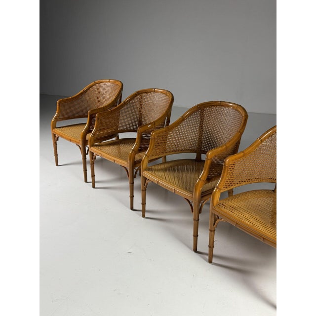 Brown Faux Bamboo Dining Chairs, Set of 4 For Sale - Image 8 of 18