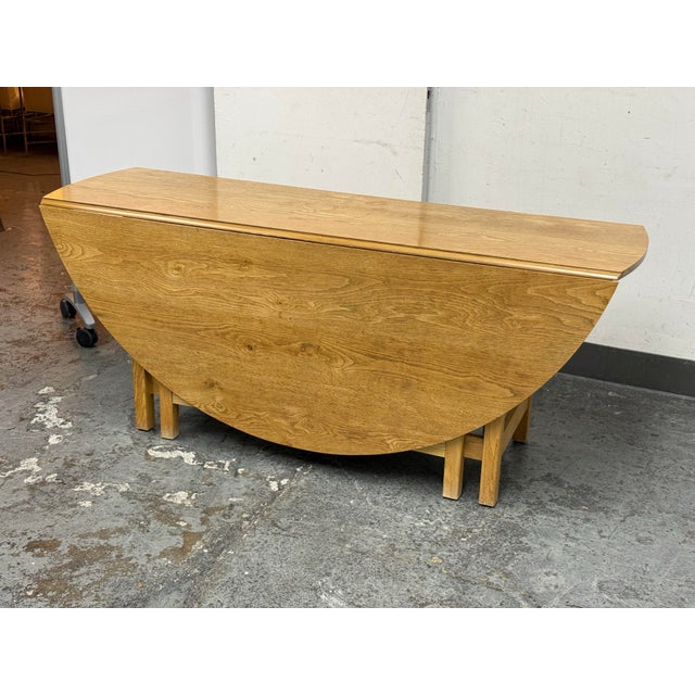 72 Inch Vintage Oak Wood Drop Leaf Console to Dining Table For Sale - Image 12 of 12