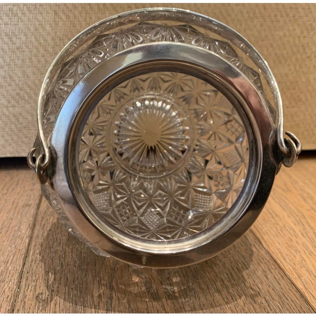 Traditional Mid 20th Century Crystal and Silver Biscuit Jar For Sale - Image 3 of 8