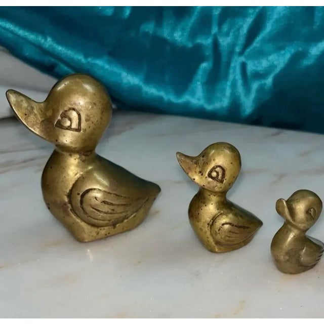 1970s Mid-Century Modern Brass Duck Family Figures- Set of 3 For Sale - Image 4 of 4