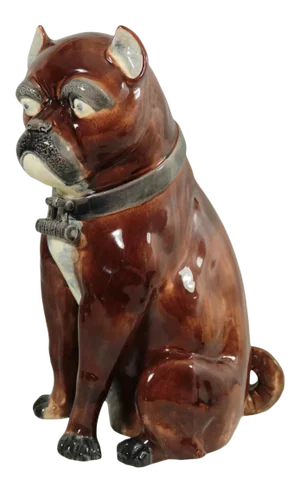 Antique Large Majolica Dog Figurine