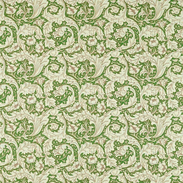 Morris & Co Bachelors Button Fabric in Leaf Green/Sky - a Sample For Sale