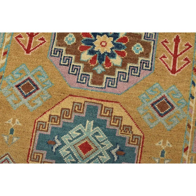Kazak Runner 2’9” X 9’6” Brown Wool Tribal Hand-Knotted Oriental Rug For Sale - Image 4 of 13