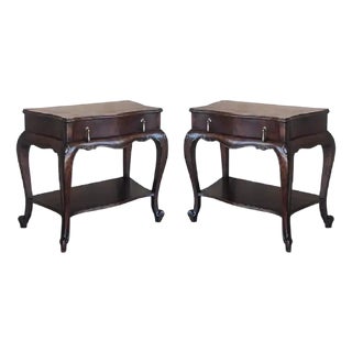 French Nightstands with Drawers and Cabriole Legs, 1910, Set of 2 For Sale