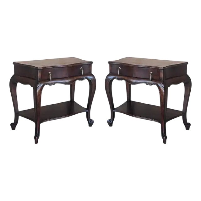 French Nightstands with Drawers and Cabriole Legs, 1910, Set of 2 For Sale
