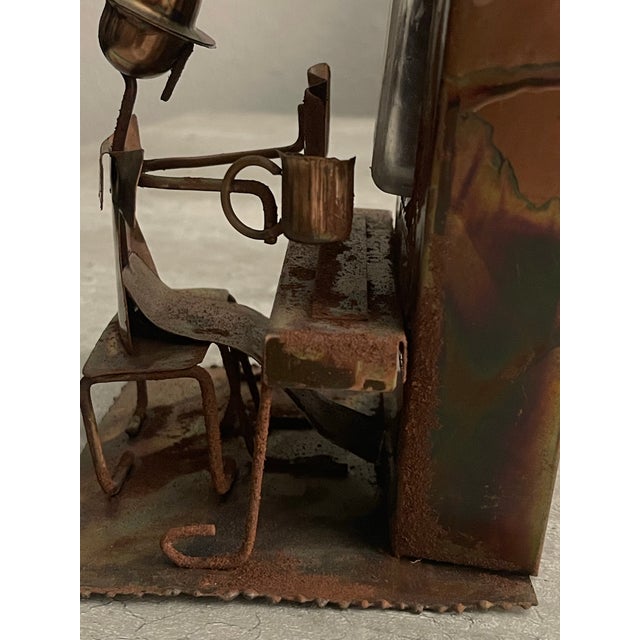 Vintage 1970s Brutalist Copper "The Entertainer" Piano Player Music Box For Sale - Image 11 of 11