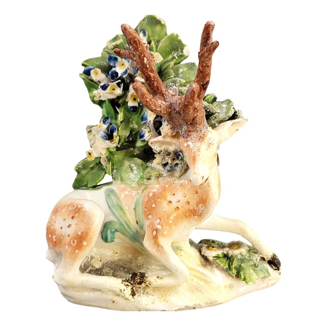 Patch Period Porcelain Recumbent Stag from Derby, 1760 For Sale