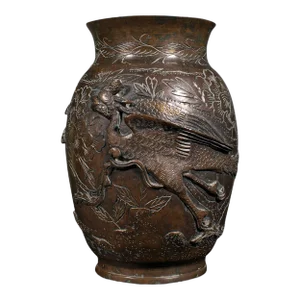 1900s Antique Victorian Japanese Bronze Decorative Posy Vase