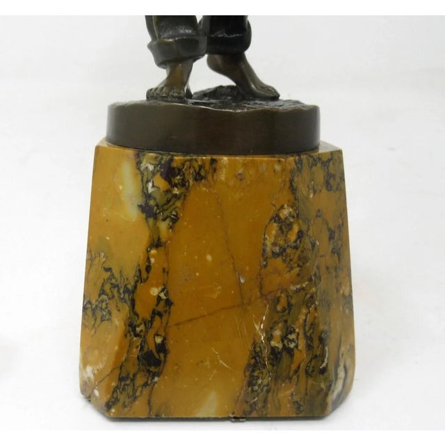 Antique German Bronze Male Boy Figure Sienna Marble Constantin Holand Art Deco For Sale - Image 9 of 12