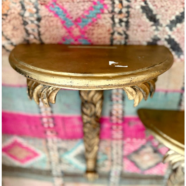 Gold Vintage Serge Roche Style Palm Gilt Frond Wall Sconce Shelves (Xl) - A Pair For Sale - Image 8 of 11