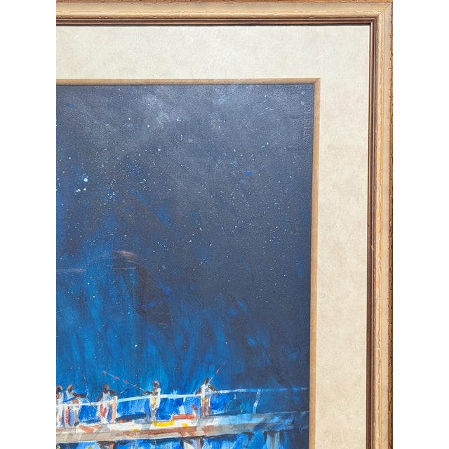 Charles Criner "Starry Night" Watercolor Impressionist Galveston Pier Landscape Painting, 2009 For Sale In Houston - Image 6 of 11
