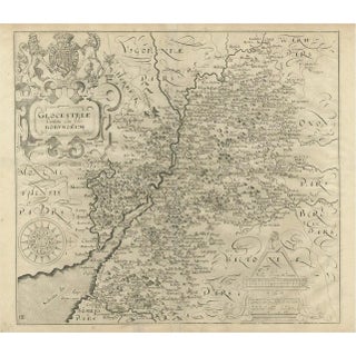 Antique Map of Gloucestershire in Britain by Camden, 1637 For Sale