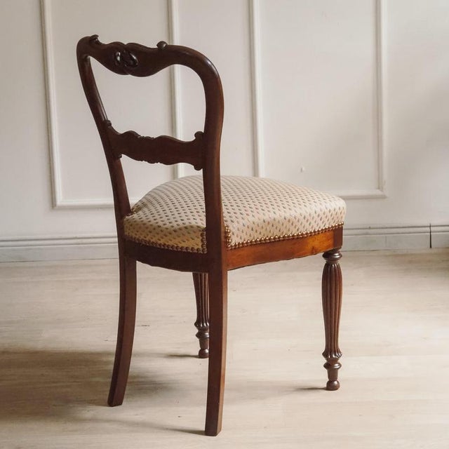 Mahogany chair with a balloon back from the late Biedermeier period, circa 1840–1860, with echoes of the design language...