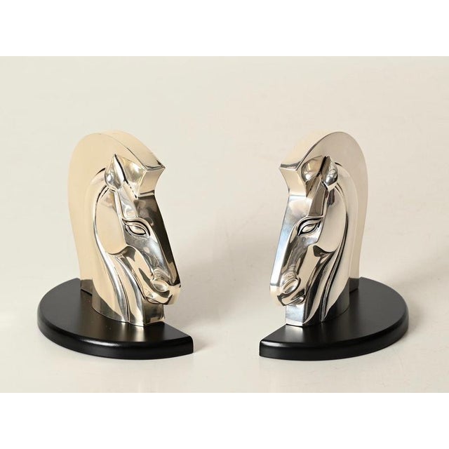 Silver-Plated Horse Bookends by Pierre Cardin for Lamag, Italy, 1980s, Set of 2 For Sale - Image 4 of 16