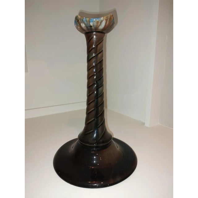 Ceramic Vintage Drip Glaze Trumpet Vase For Sale - Image 7 of 12